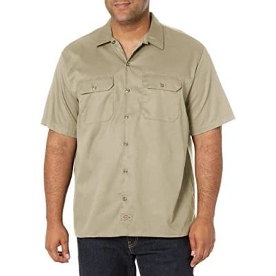 Image of Dickies Men&#039;s short button down shirts, Desert Sand, M UK