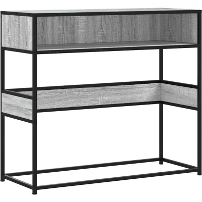 Image of vidaXL grey sonoma console table engineered wood &amp; metal, 90x35x80 cm, home decor storage, living room/bedroom