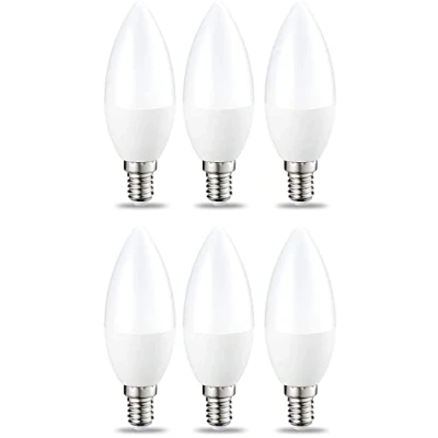 Image of Amazon Basics LED E14 Small Edison Screw Candle Bulb, 5W (Equivalent to 40W), Warm White, Dimmable Pack of 6