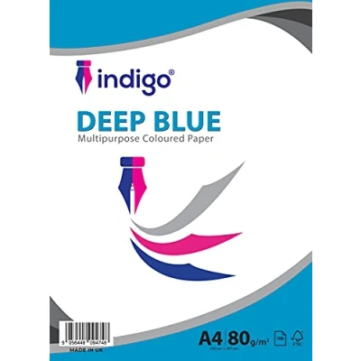 Image of Indigo® A4 80gsm Coloured Paper Origami Assorted Multi Colour for Art &amp; Craft Sheets (Deep Blue, 100 Sheets)