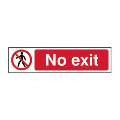 Image of No Exit Sign Health &amp; Safety Self Adhesive PVC 200mm x 50mm