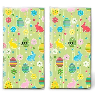 Image of 20 Individual Handkerchiefs Easter Small Elements 2 Packs of 10 Paper Printed as Gift