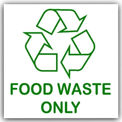 Image of Food Waste Only Recycling Bin Adhesive Sticker Recycle Logo Sign Kitchen Environment Label 100mm