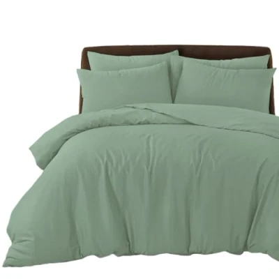Image of Bronwen Mathews Super King Duvet Cover Set Sage Green Soft Microfibre with 2 Pillowcases, Easy Care Wrinkle Free SuperKing Bedding of 3 Pcs (Sage Green, King)