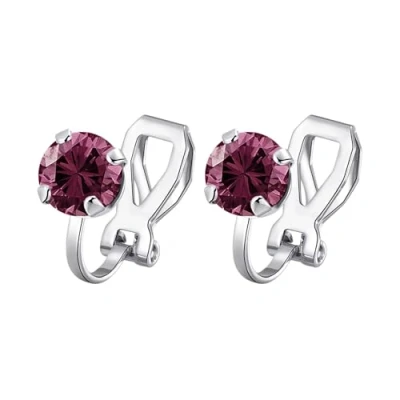 Image of Philip Jones Purple Crystal Clip On Earrings Created with Zircondia® Crystals