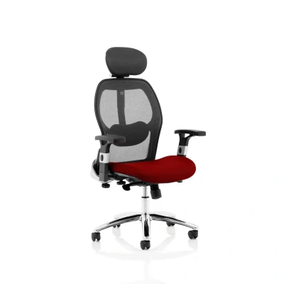 Image of Sanderson II Upholstered Seat Only Bergamot Cherry Mesh Back Chair