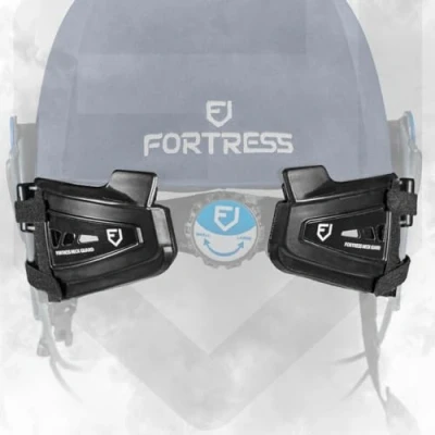 Image of FORTRESS Neck Protector for Cricket Helmet 4 Way Fastening System, Compatible with All Helmets Set of 2 Pieces [Helmet Not Included]