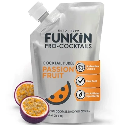 Image of Funkin Pro Passion Fruit Puree for Cocktails, Cooking &amp; Baking, Real Cocktail Ingredients, Mixer 1 kg