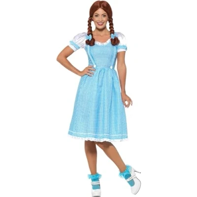 Image of Smiffys Kansas Country Girl Costume, Blue &amp; White with Dress Hair Bows, Fairytale, Wings and Wands Fancy Dress, Storybook Character Up Costumes