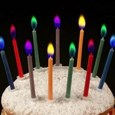 Image of 4x Angel Flames Coloured Birthday Cake Candles x 12