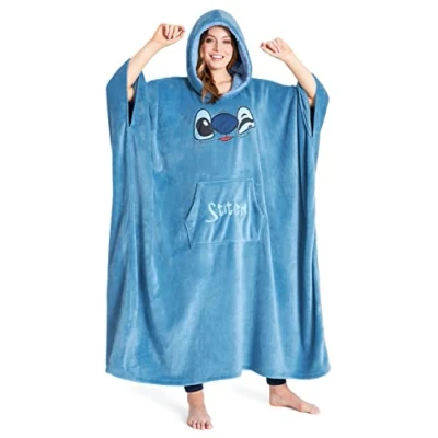 Image of Disney Hoodie Blanket, Sherpa Fleece Oversized Hoodie, Eeyore Stitch Gifts (Blue Long)