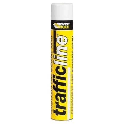 Image of Everbuild Trafficline Permanent Line Marking Spray Paint Trafficable 1 Hour After Application White 700ml