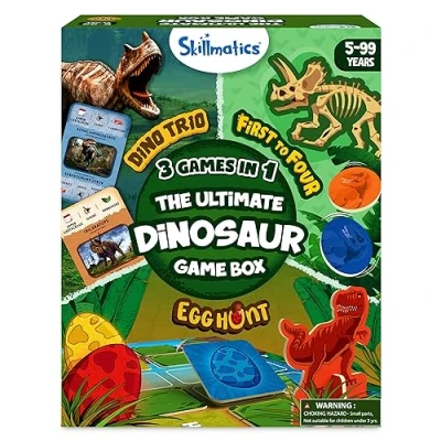 Image of Skillmatics Ultimate Dinosaur Game Box 3 Family Friendly Games in 1, Perfect for Kids Ages 5 and Up, Great Gift