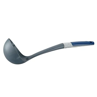 Image of Tasty Ladle with Measuring Scale 34 x 10.5 cm, Ideal for Safe Filling and Serving, Temperature Resistant up to +180 C, Grey/Blue, Dishwasher