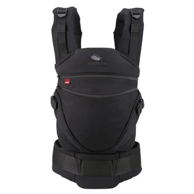 Image of manduca XT &gt; Monochrome Obsidian &lt; Baby and Child Carrier with Adjustable Seat, No Infant Insert Needed, Organic Cotton, Grows Your from Birth to Toddler (3.5 20kg), Black