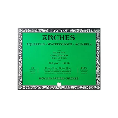 Image of Arches A1795062 MOR52355 Watercolour Block, 300 GSM, Cold Pressed, 31 x 41 cm, Multicoloured