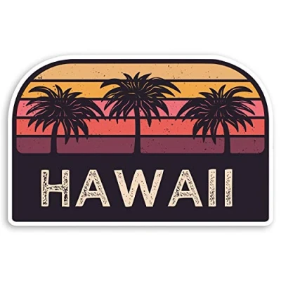 Image of 2 x 10cm Rustic Hawaii Vinyl Stickers Holiday Travel Luggage Sticker #30805 (10cm Wide)