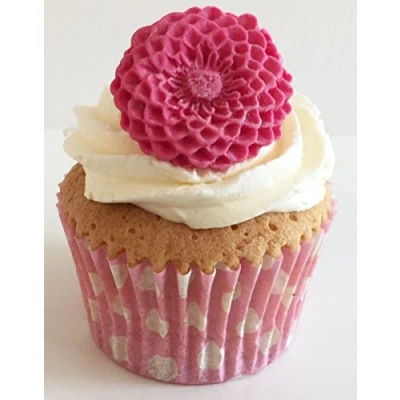 Image of 6 Pretty Sugar Lattice Flowers: Bright Pink