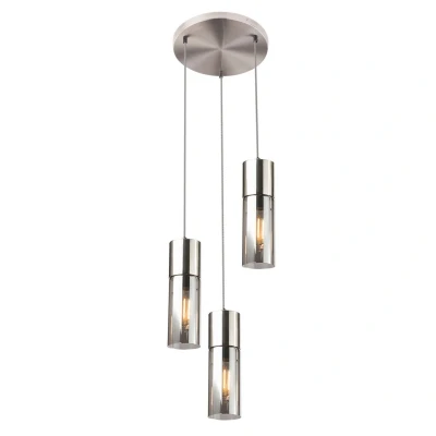 Image of Annika Cluster Pendant Ceiling Light Nickel Matt Glass Shade 3x E27