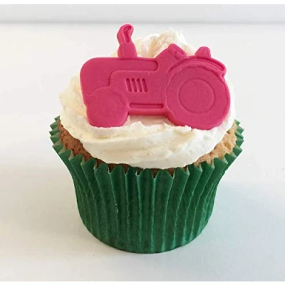 Image of 6 Pink Sugar Tractor Cake Decorations Edible, Unique and Made with Love in The UK!