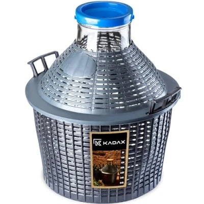 Image of KADAX Glass Demijohn 10L, Transparent Carboy with Wide Opening and Plastic Basket for Wine Making Beer Brewing, Airtight Container Fermentation
