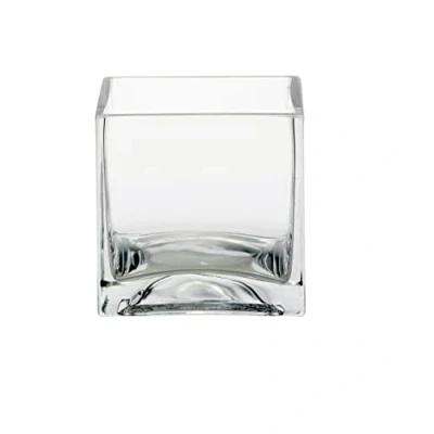 Image of Floralcraft® 10cm Glass Cube Vase Flowers Decorative Table Centerpiece for Floral Arrangements, Home Decor Wedding Party, Planter Terrarium Candle Holder