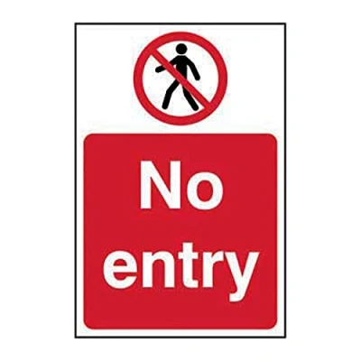 Image of Large No Entry Safety Sign, Self Adhesive Vinyl, W400mm x H600mm