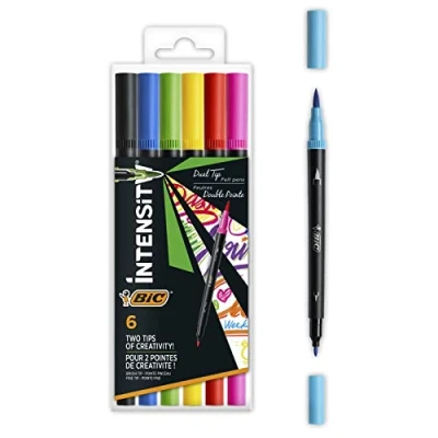 Image of Bic Intensity Felt Tip Pen Set, Dual Brush for Painting with Thick and Thin
