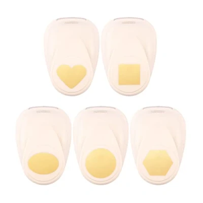 Image of Vaessen Creative Craft Paper Punch Shapes 5 Pcs Various Sizes Circle Cutter for Crafting and Card Making Square, Circle, Oval, Heart, Hexagon, Ivory