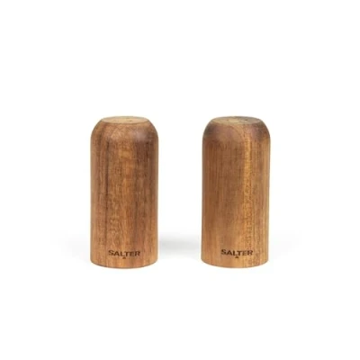 Image of Salter BW12783EU7 Toronto Salt &amp; Pepper Shakers Set of 2 Spice Shaker, Acacia Wood, Lightweight, Compact, Refillable Seasoning Dispenser, Mills Unfilled, Approx. 30g Ground Capacity