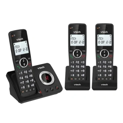 Image of VTech ES2052 DECT Cordless Phone with Answering Machine,Call Block,Easy to Read Backlit Display,Landline 18 Hours Talk time,Volume Booster,Handsfree Speakerphone,Speed Dial,Trio Handset