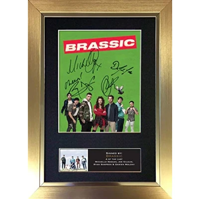 Image of #814 BRASSIC Signed Autograph Mounted Photo Reproduction PRINT A4 Rare Perfect Birthday (297 x 210mm) (Gold Frame)