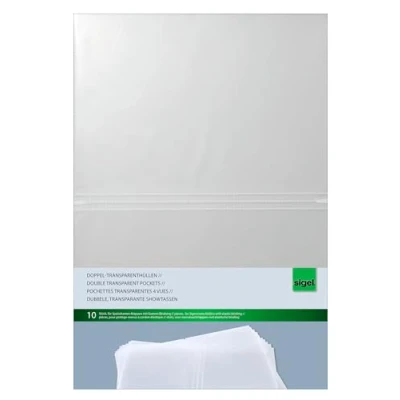 Image of SIGEL SM180 Double Transparent Pockets, for menu cover with elastic binding, A4, 10 Pieces