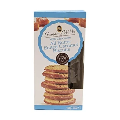 Image of Grandma Wild&#039;s All Butter Milk Chocolate Coated Salted Caramel Biscuits 150g