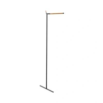 Image of YAMAZAKI 5551 TOWER Leaning Corner Coat Hanger, black, Steel/Wood, Minimalist, 48.5 x 31.5 160 cm