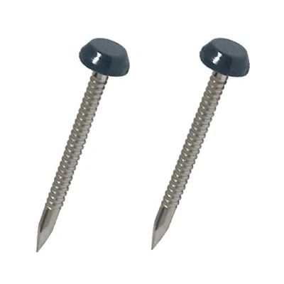 Image of Homesmart 50 Pack 30mm Anthracite Grey UPVC Poly Top Pins Nails UV Resistant Stainless Steel Plastic Headed Polypins for Durable and Weatherproof Fixing of Soffits, Fascias, Roofline Trims