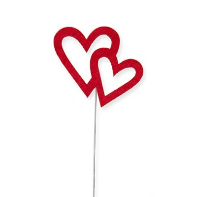 Image of FloristryWarehouse Red Felt Heart Valentine Picks 24cm x Pack of 12