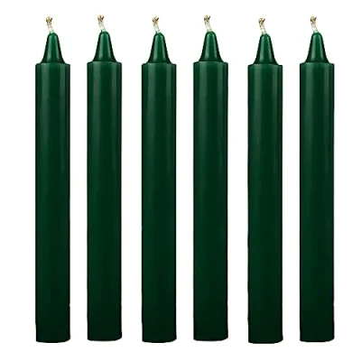 Image of Venuscello® 25 x Dark Green Tapered Dinner Candles 190mm Non Drip Unscented Long Burning Smokeless Pure Paraffin Wax for Wedding Parties