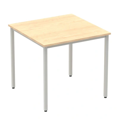 Image of Impulse 800mm Straight Table Maple Top Silver Box Frame Leg