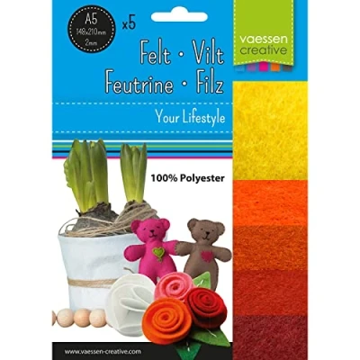 Image of Vaessen Creative Felt Fabric Sheets Bundle, Yellow/Red, One Size