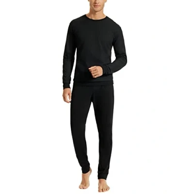 Image of Uncover by Schiesser Men&#039;s Schlafanzug Lang Pajamas Long, Schwarz, 48