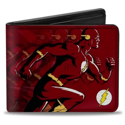 Image of Buckle Down Unisex Adult&#039;s Bifold Wallet The Flash Bi Fold, Multicolor, 4.0&quot; x 3.5&quot;