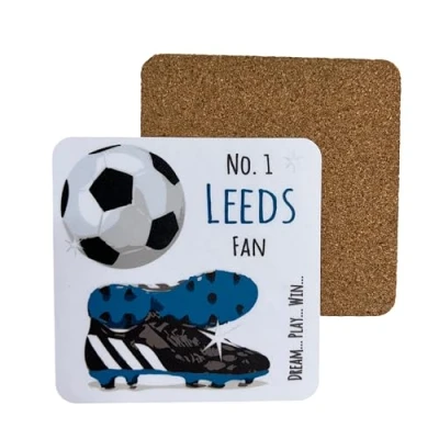 Image of Leeds The Whites United Utd FC Football Club Fan COASTER DRINK MAT by WHITE COTTON CARDS (C FN23)