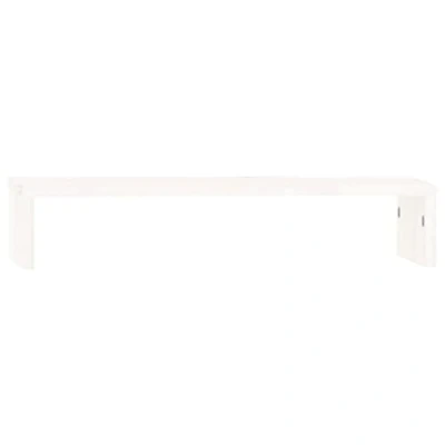 Image of vidaXL Solid Wood Pine Monitor Stand Office Furniture Wooden Screen Riser Desktop Laptop Display Shelf Desk Mount White
