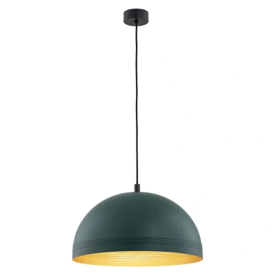 Image of Bonita Dome Pendant Ceiling Light Green, Gold Inside