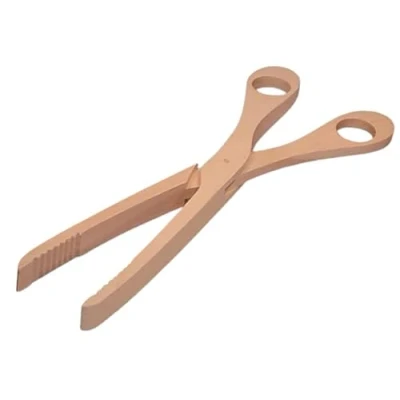 Image of Teemando Wooden Scissors TONG_UTENSIL, 28cm BBQ Tongs, Wood material, for Cucumber Pasta Salad