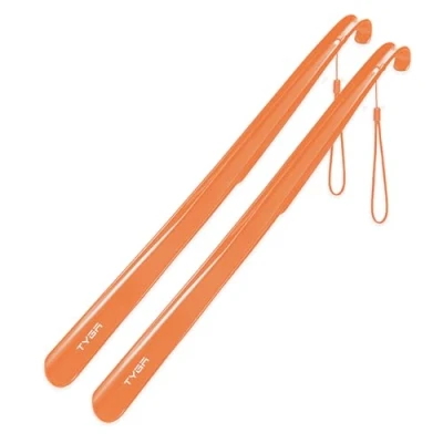 Image of TYGA Shoe Horn Extra Long Handled 23 inches, 58cm, Comfortable, Elongated Footwear Fitter (For Men &amp; Women) (Orange, 2)