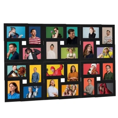 Image of vidaXL Collage Photo Frame for 24 Pictures, 10x15 cm Each, Black MDF and PS Material, Ideal Living Room, Bedroom, Office Dorm Wall Display