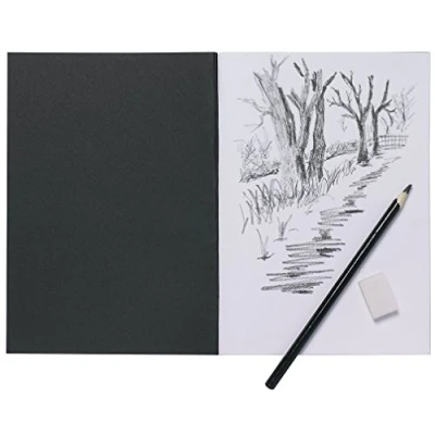Image of A5 Artist Sketch Book White Cartridge Paper Black Card Cover Art Pad