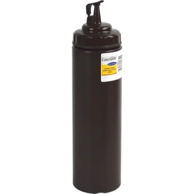 Image of Catergold Plastic Squeezable Sauce Dispenser Coloured Squeeze Bottle 750ml (Brown)